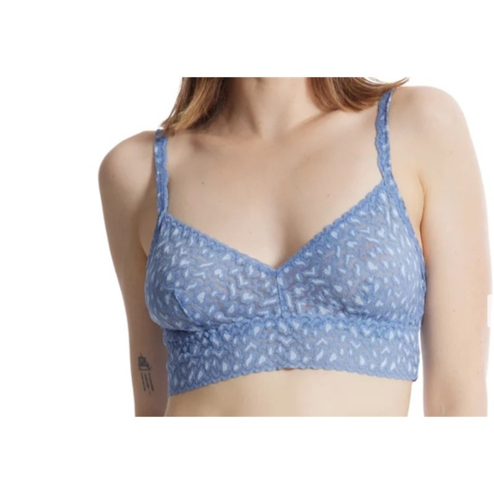 NWT Hanky Panky S leopard Bralette Bra 'Retro' Animal Print Blue 131965
